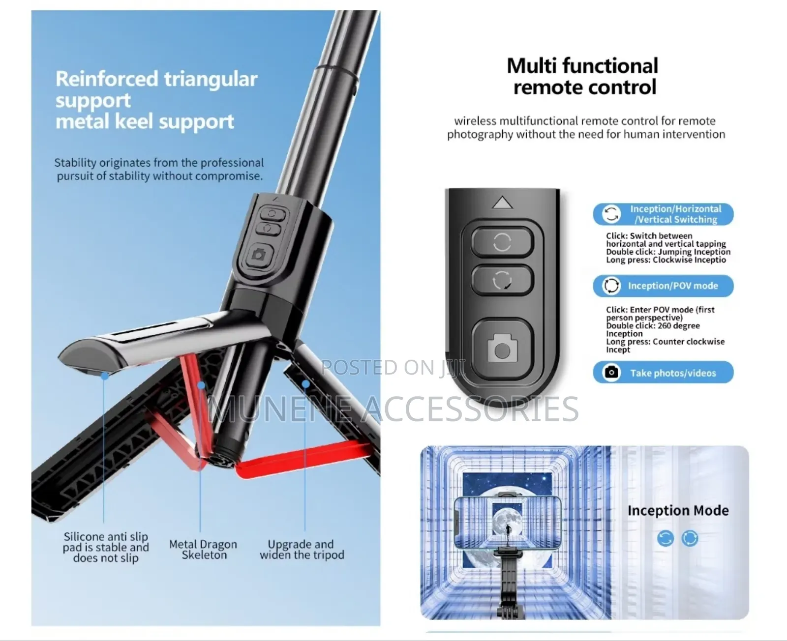 C08 Phone Stabilizer Gimbal 1axis Tripod Remote Selfie Stick