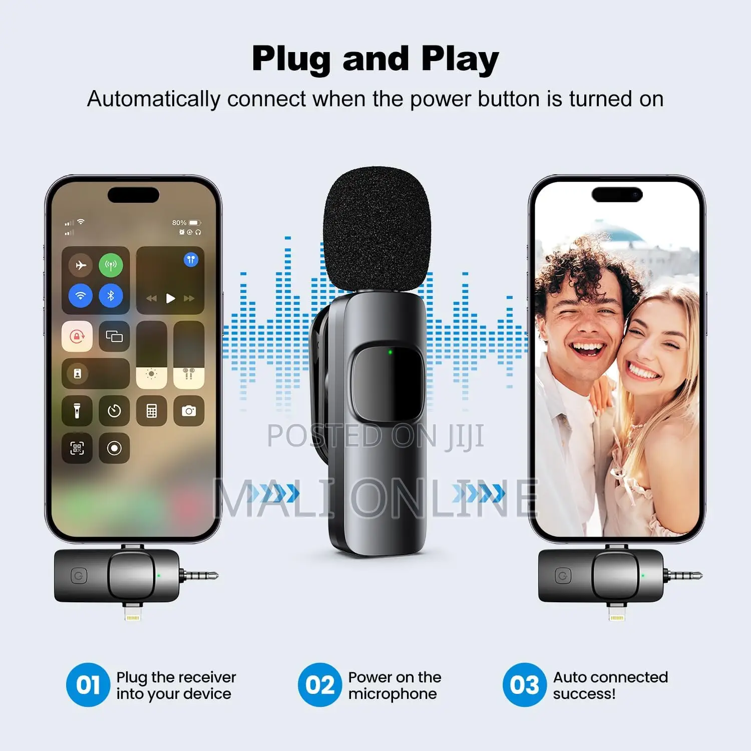 3-in-1wireless Lavalier Microphone 3.5mm Round Jack Cordless