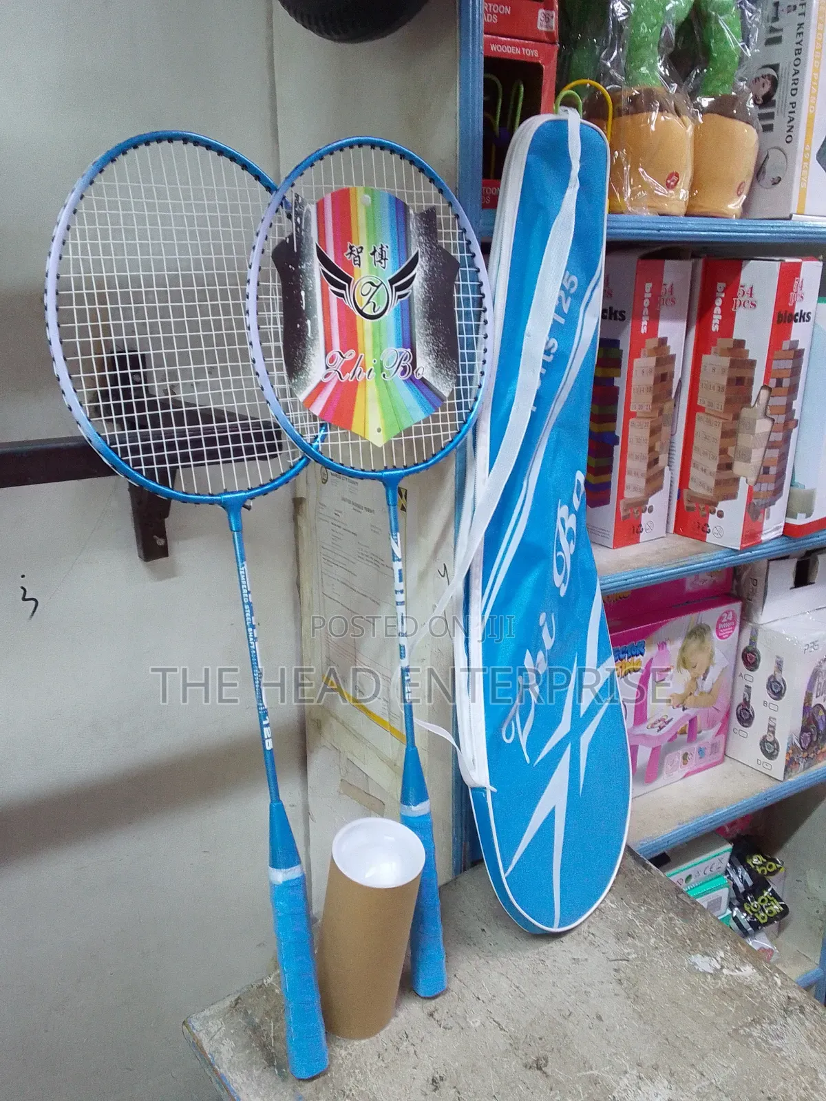 Badminton Racket Blue With a Set of Balls