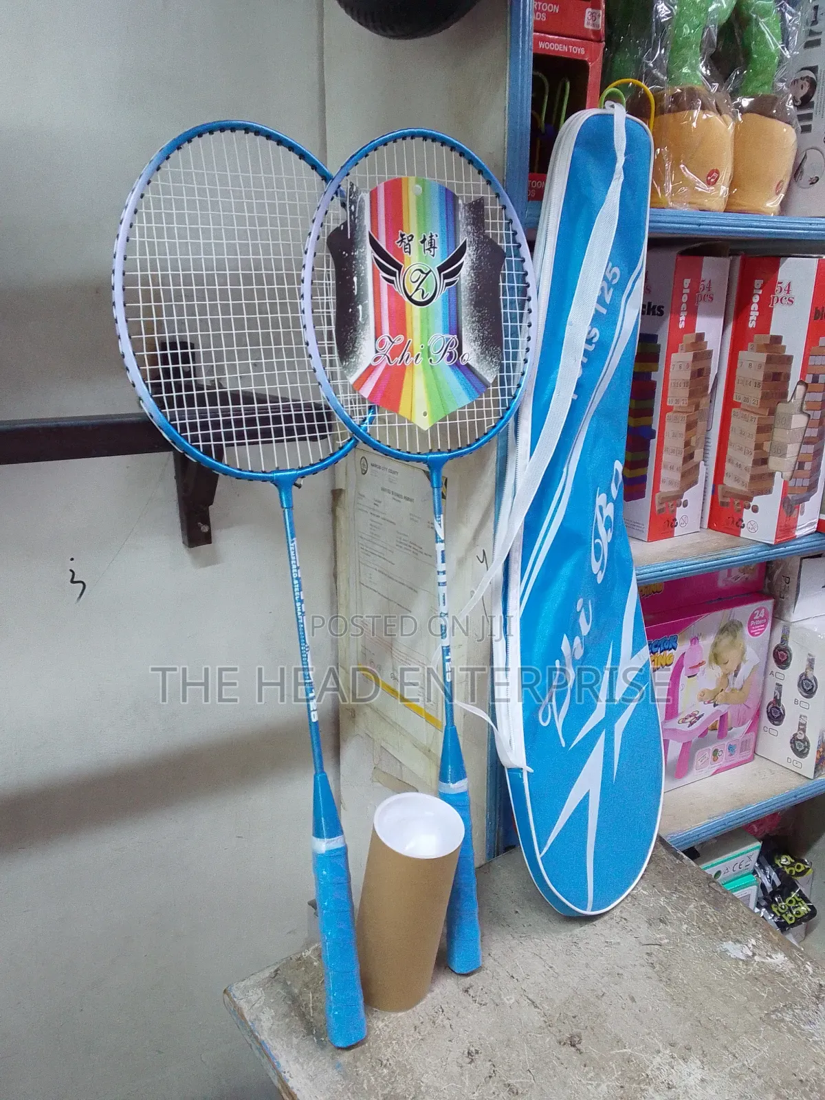 Badminton Racket Blue With a Set of Balls