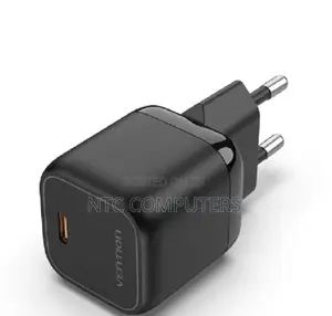 Vention 1-Port Usb-C Gan Charger(30w) Uk-Plug Black