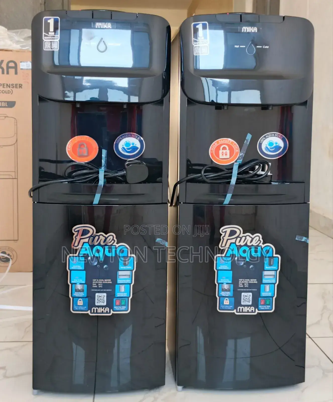 Mika Free Standing Hot and Cold Water Dispenser Black