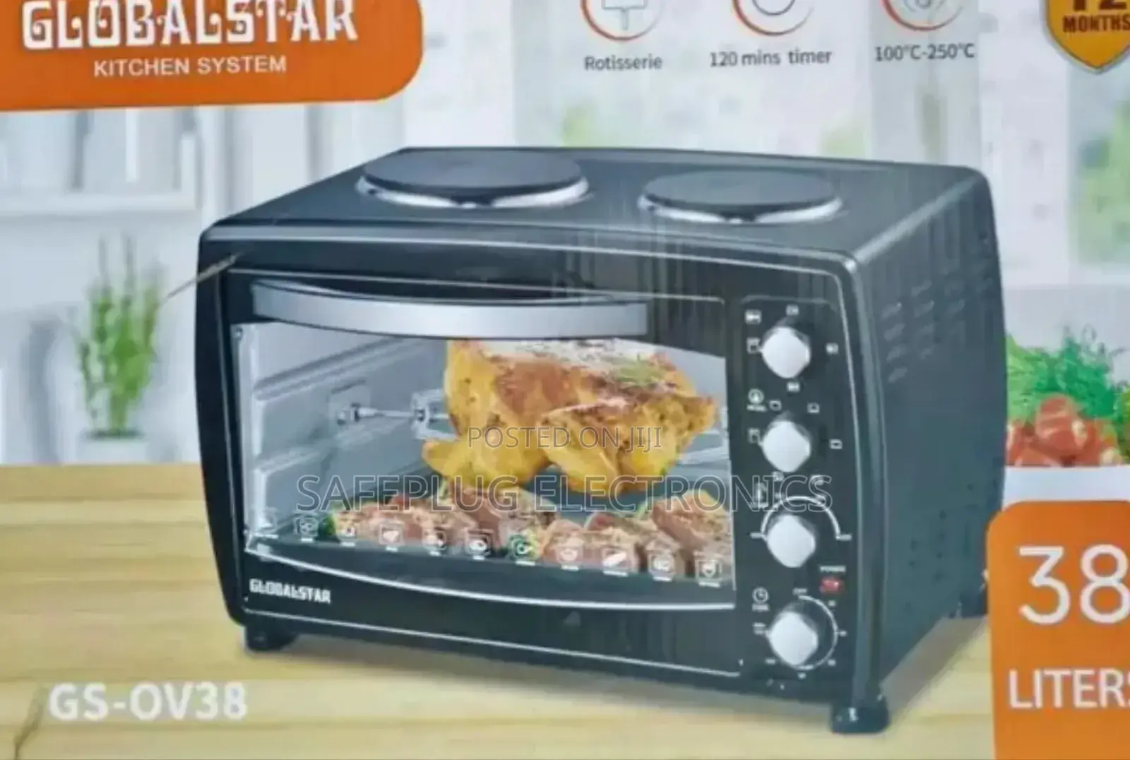 Oven 38l With Rotesserie 38l and Double Hot Plate; Global