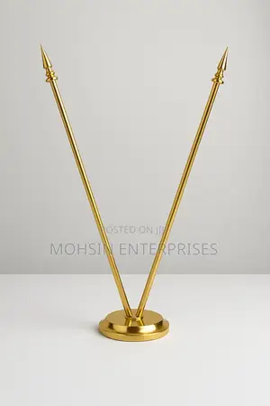 Executive Gold Double Flag Table Stand