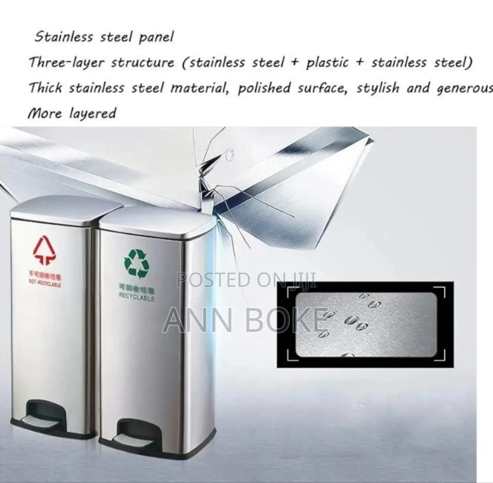*Classified Stainless Steel Dustbin With Pedal And