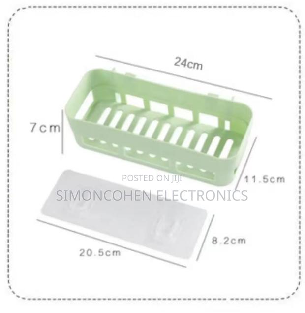 Rectangular Simple Adhesive Plastic Bathroom Shelf - thumbnail 2