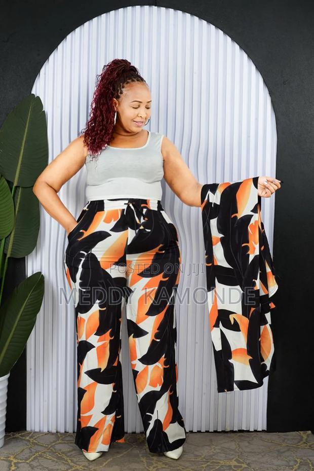 Orange Printed 3pc Suit