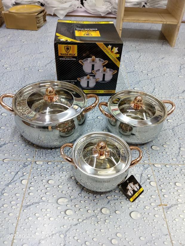 Stainless Steel Sufuria 3pc/Induction Pot Heavy Gauge - thumbnail 3