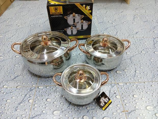 Stainless Steel Sufuria 3pc/Induction Pot Heavy Gauge - thumbnail 4