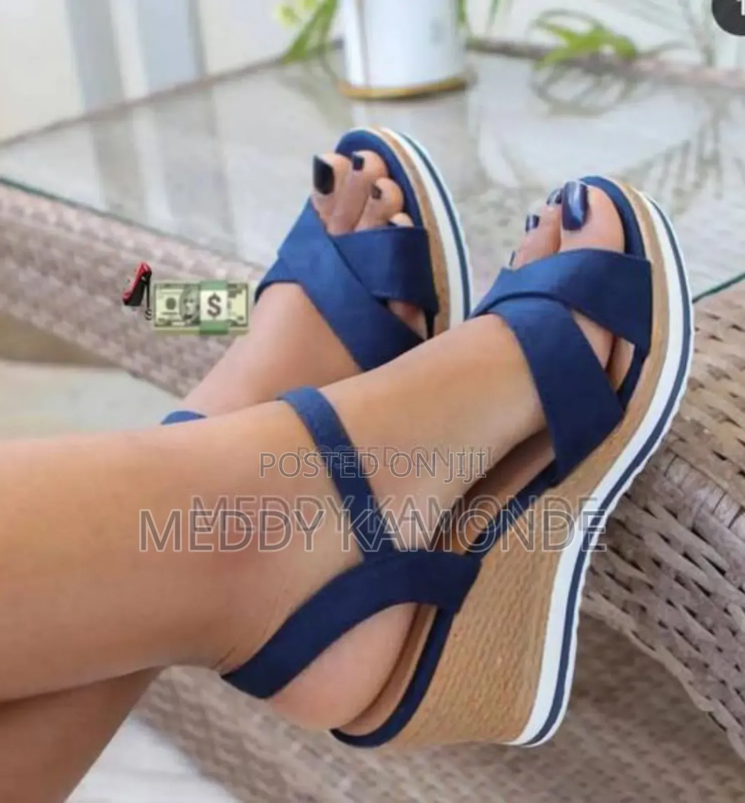 Navy Blue Comfortable Wedge Shoes