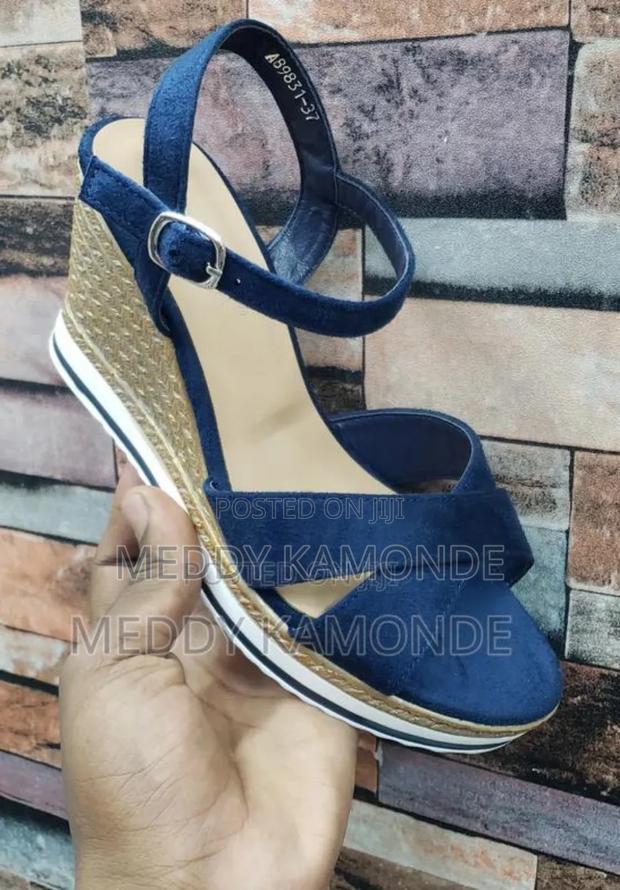 Navy Blue Comfortable Wedge Shoes - thumbnail 2