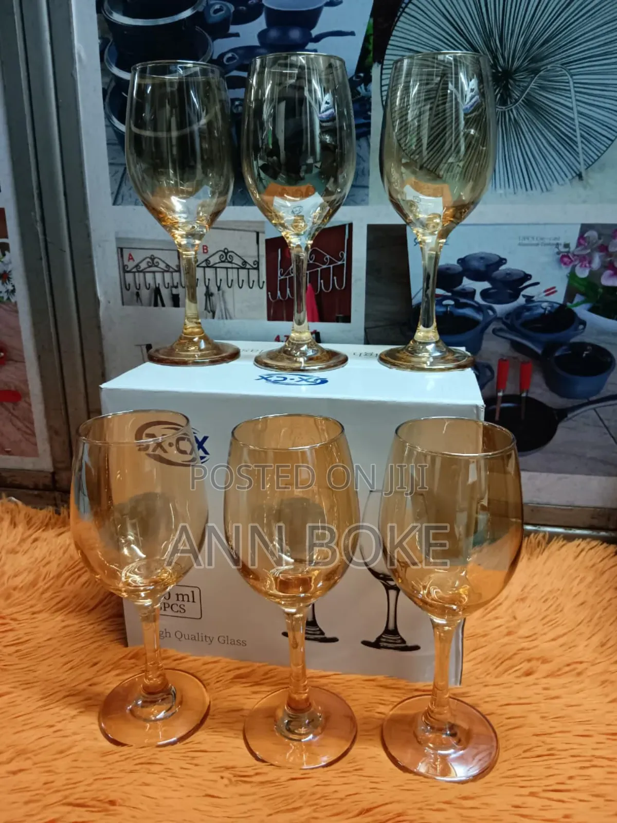  *Gold Wine Glasses Set*.
 *Set Consists .
