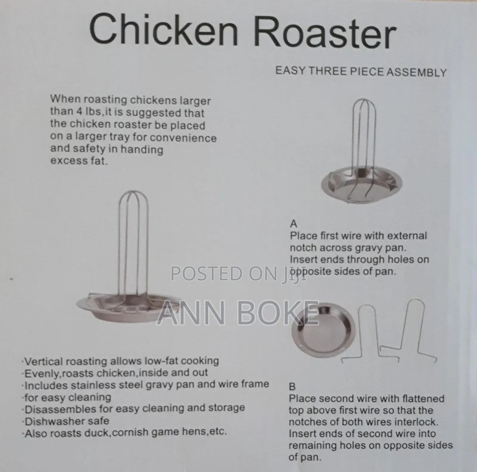 *Stainless Steel Rotisserie Chicken Roaster Grill Stand *