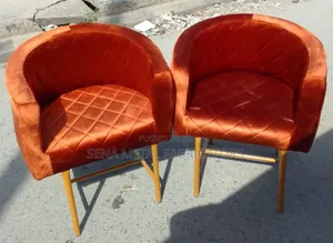 Salon Styling Chair With Gold Metal Frame.