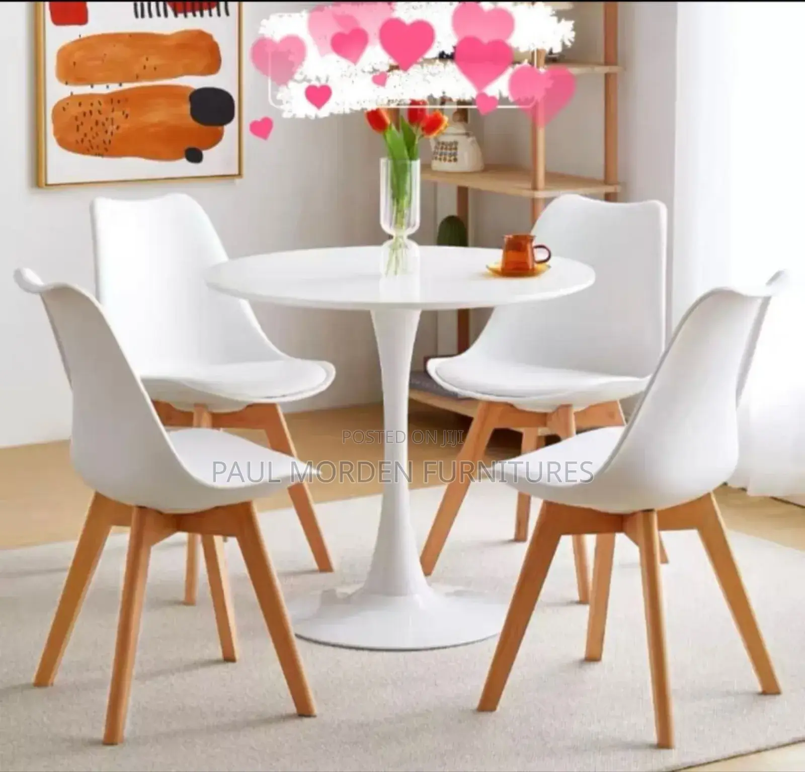 Soft Padded Dining Chairs With White Round Table