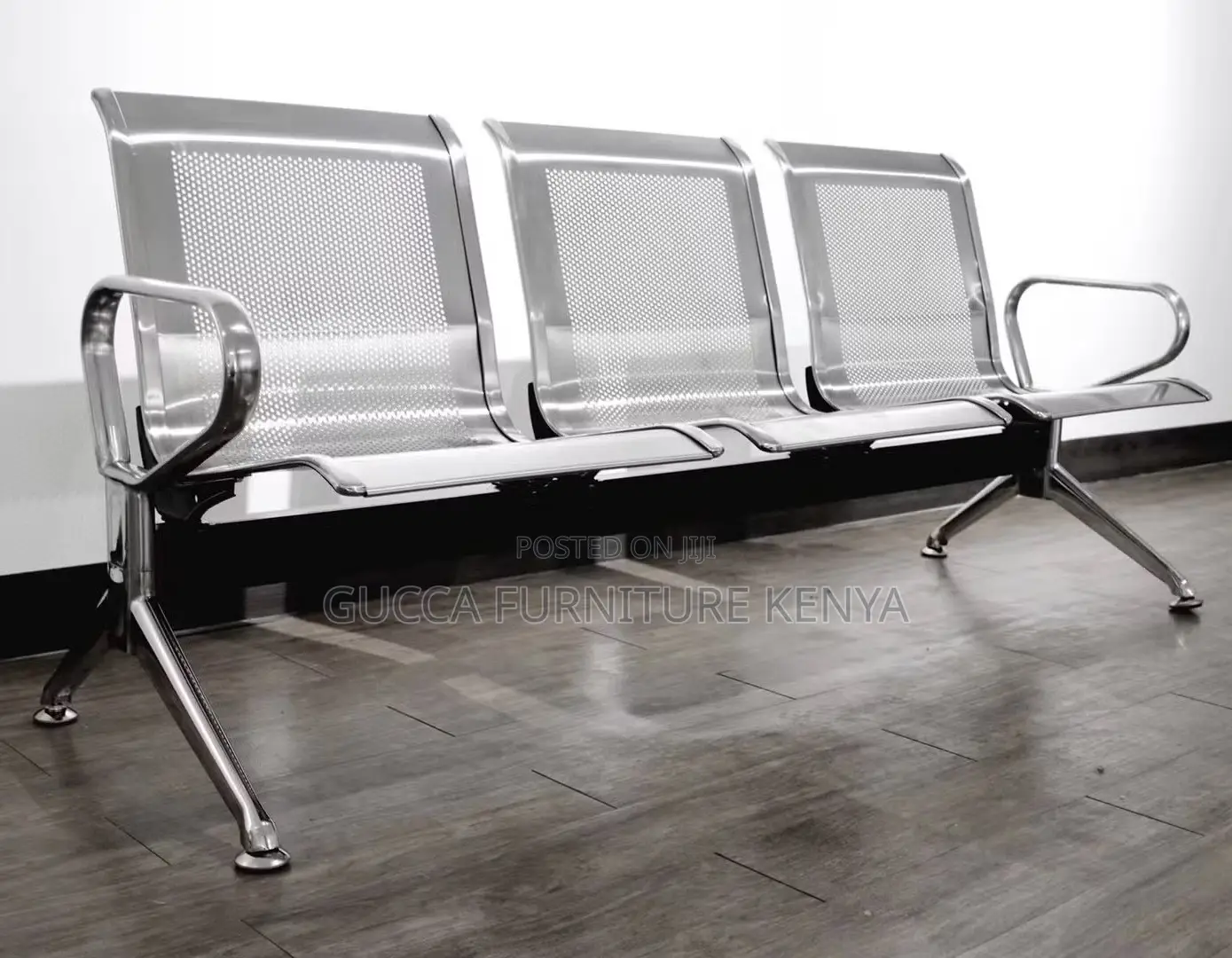Benches: Secure Three-Seater Steel Waiting Reception Bench