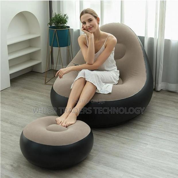 *Inflatable Deluxe Lounge Seat With Foot Rest & Free Pump
