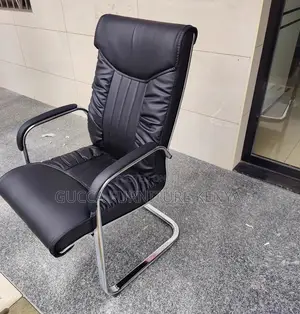 Office Chair: High-Backrest Bow Pu Leather Guest Chair Unit