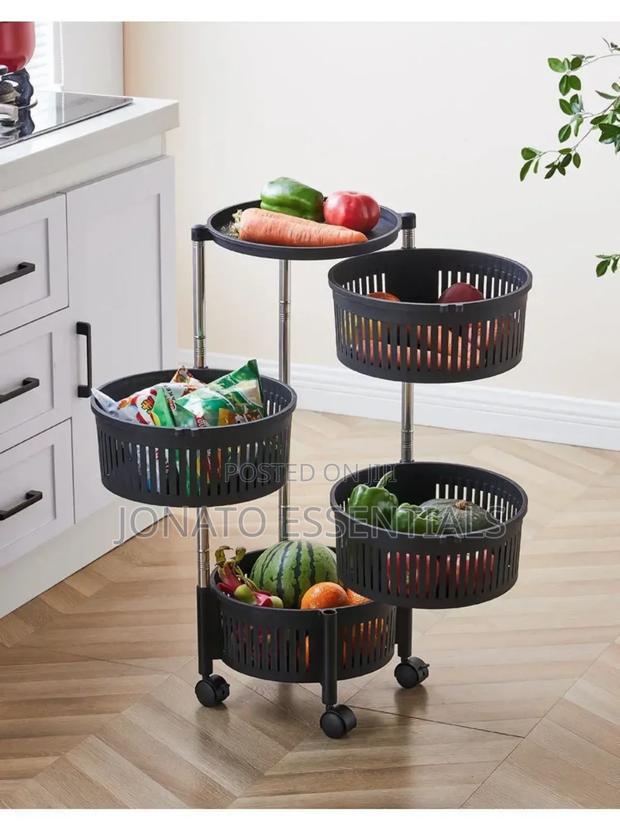 4-Tier Rotating Kitchen Storage Cart With Wheels