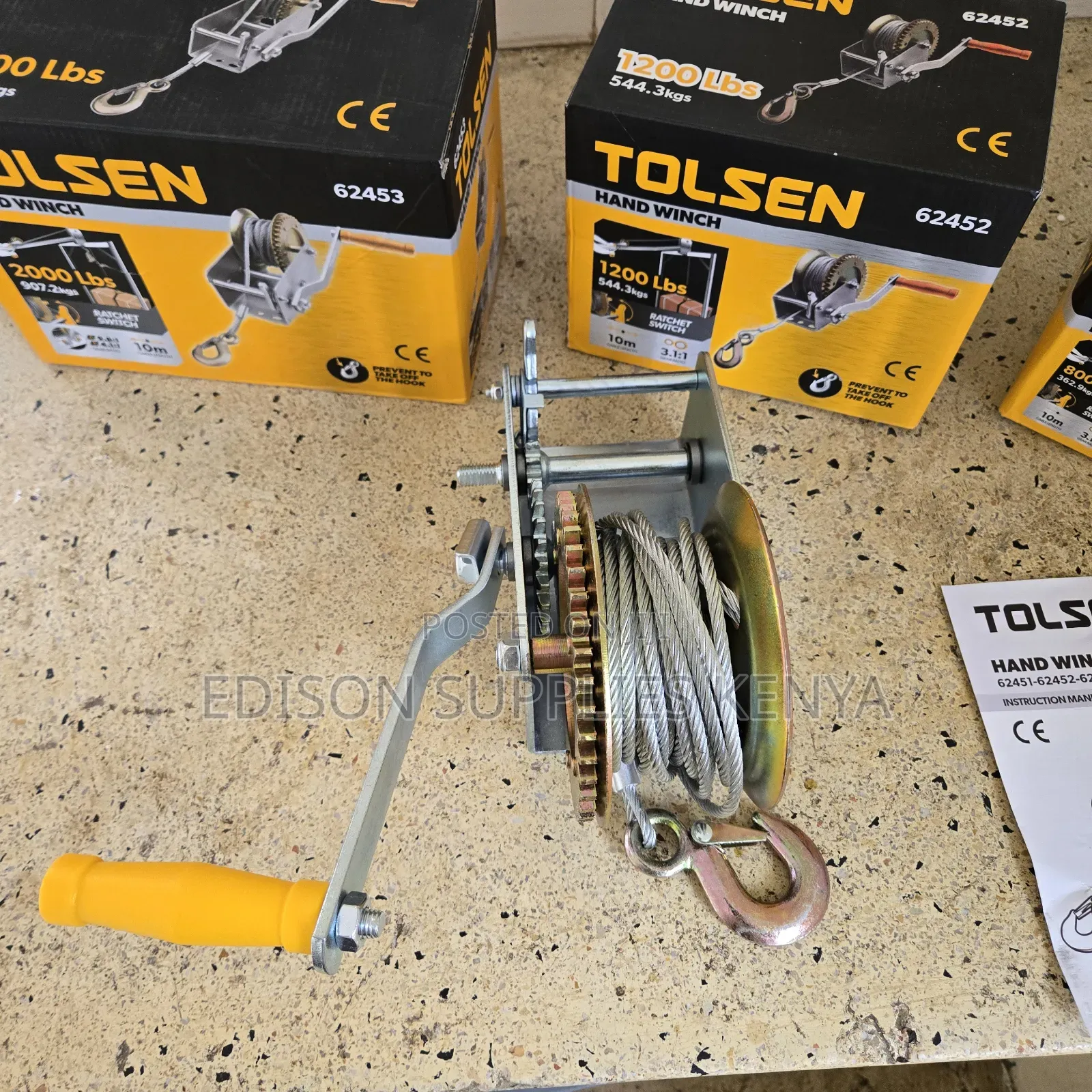 Hand Winch Ratchet Cable Puller With Hook 800/1200/2000lbs
