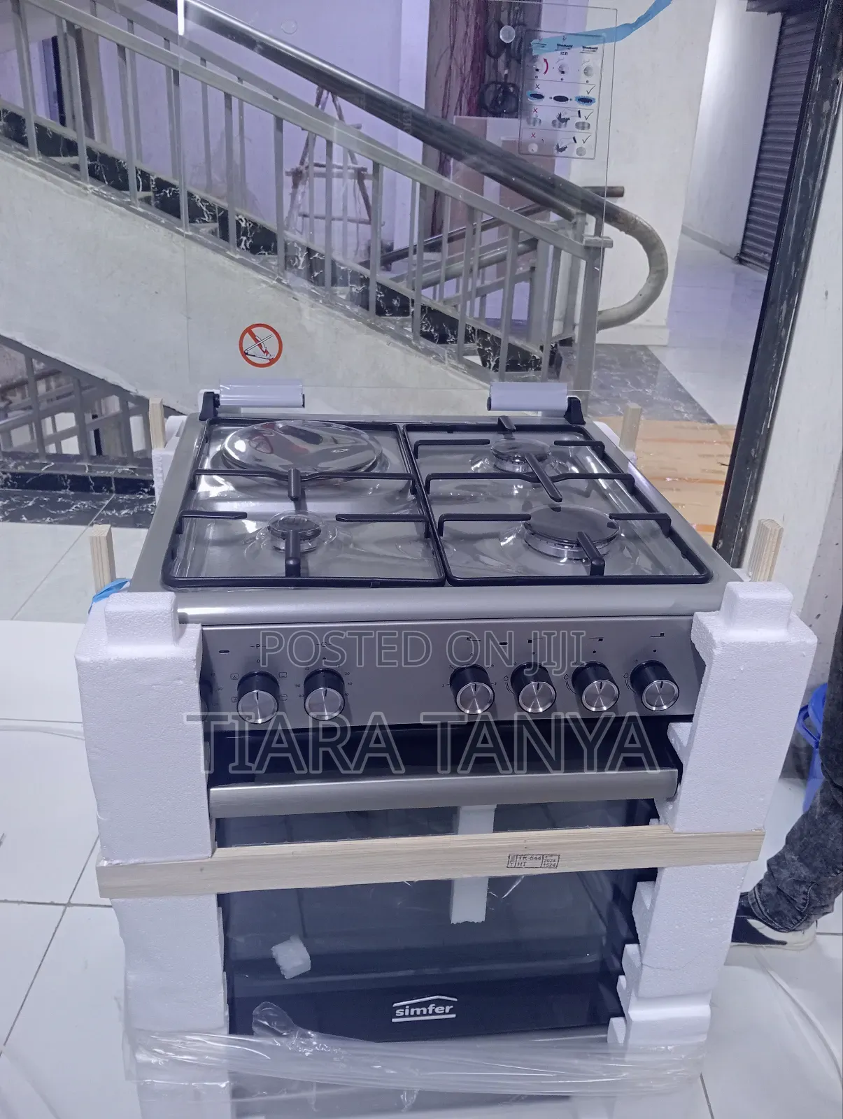 Simfer 60 by 60 3 Gas and 1 Electric Cooker Inox Grey