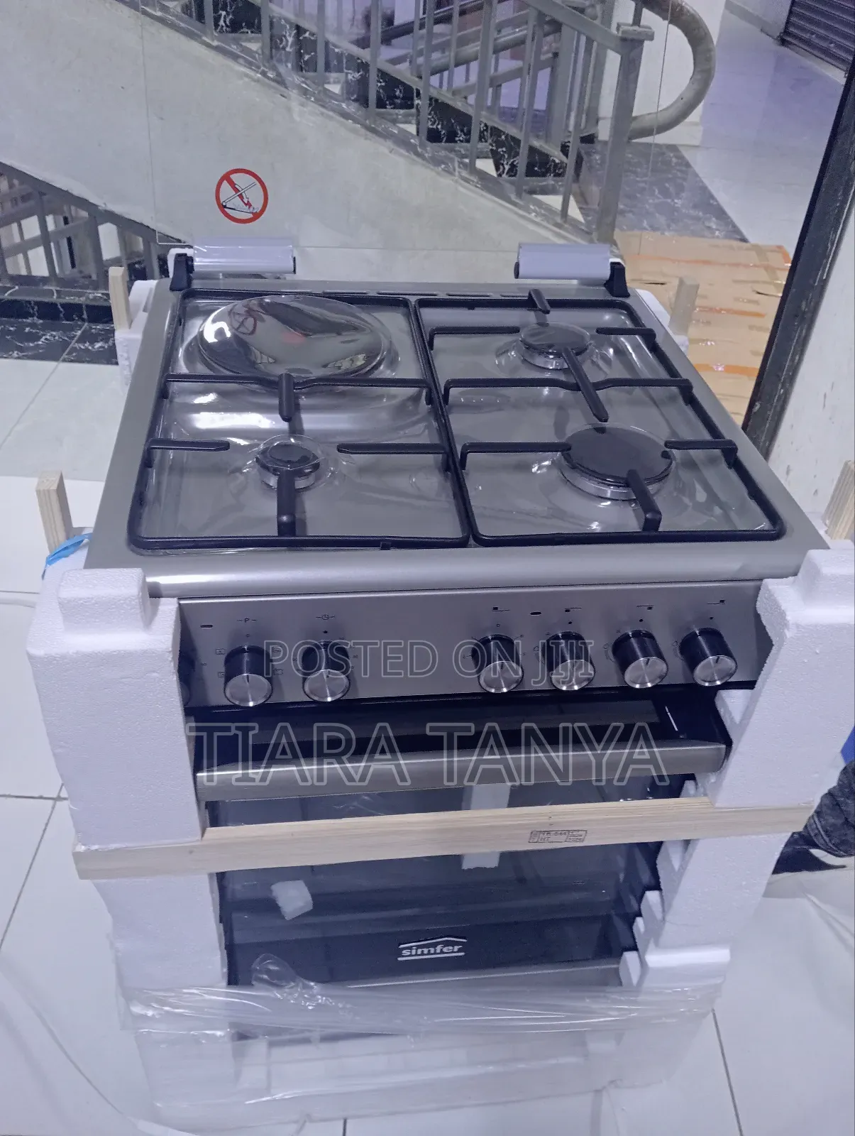Simfer 60 by 60 3 Gas and 1 Electric Cooker Inox Grey