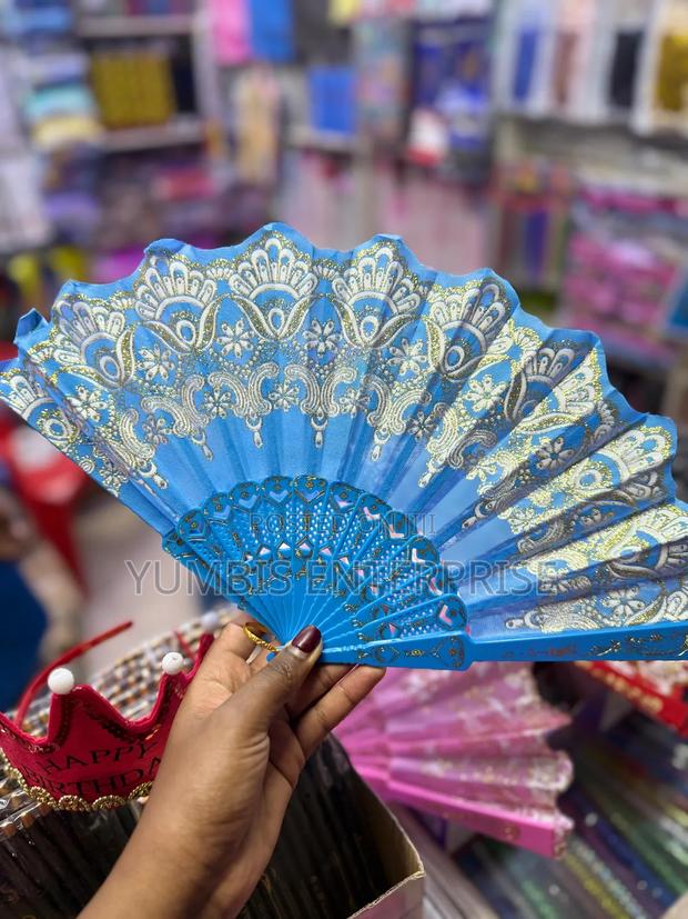 Light Blue Hand Fan/Wedding Foldable Fans - thumbnail 2