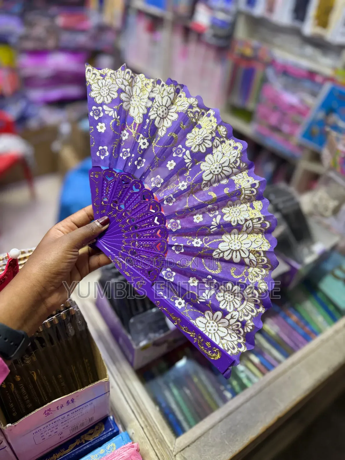 Purple Hand Foldable Fans