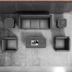 Sofas: Business Reception 5-Seater Arm Sofa Set in Black