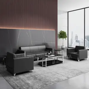 Sofas: Business Reception 5-Seater Arm Sofa Set in Black