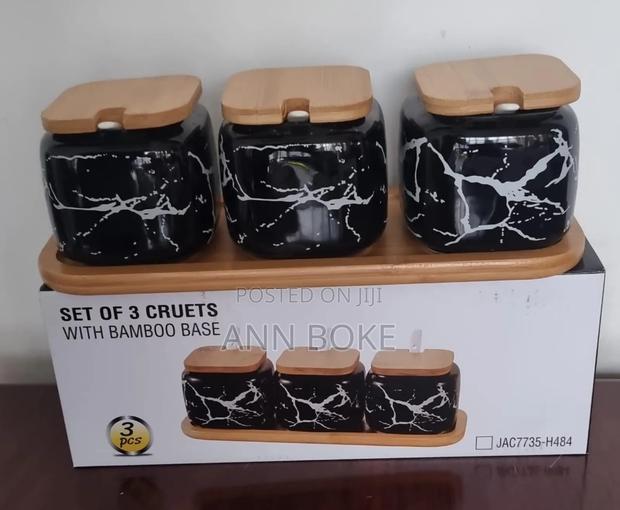 *Ja7735 or Jac7735 3pc Set of 3 Ceramic Marble Cruet - main view