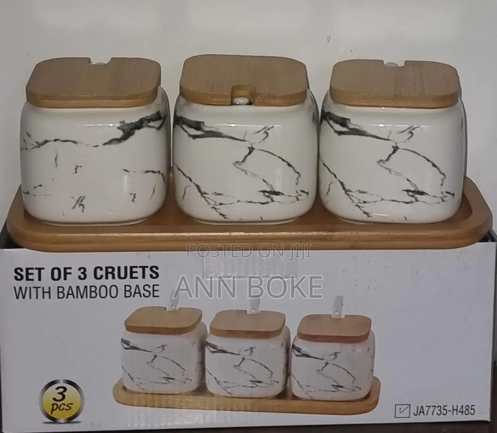 *Ja7735 or Jac7735 3pc Set of 3 Ceramic Marble Cruet