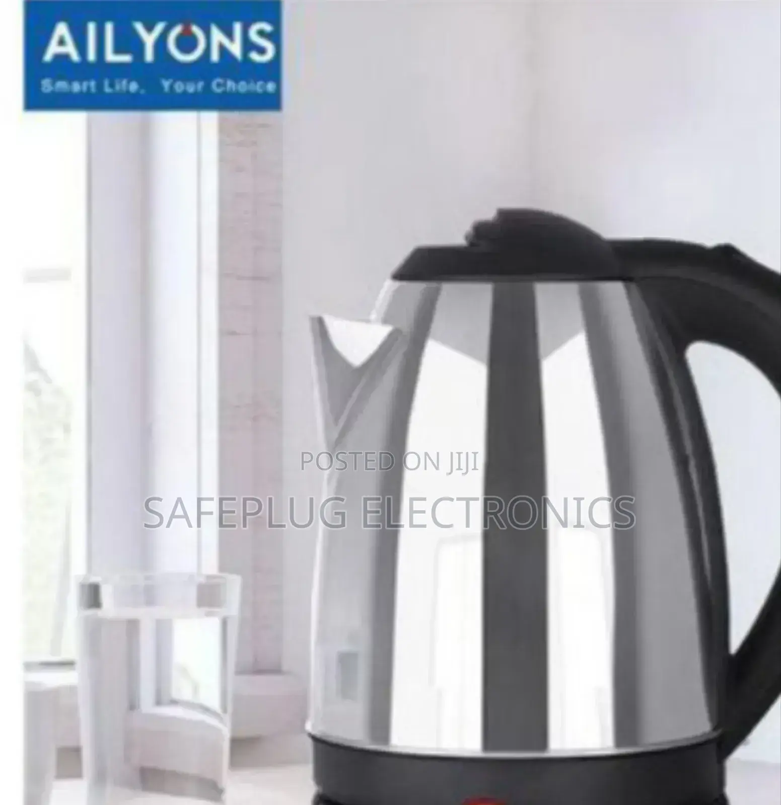 Electric Water (H2o) Kettle 1.8l, Ailyons- Black