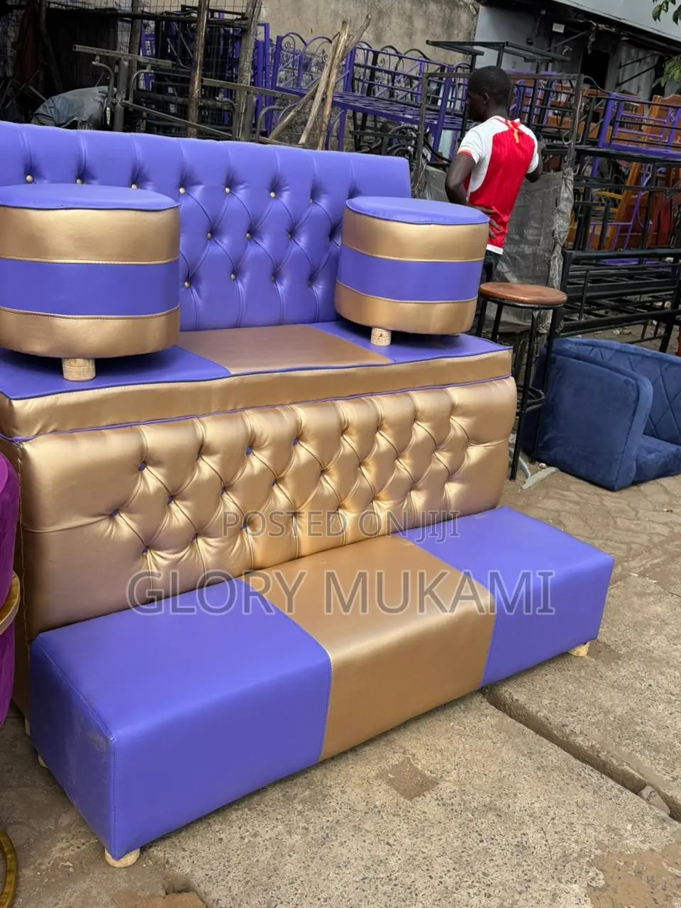 Purple Gold Pedicure Sofa