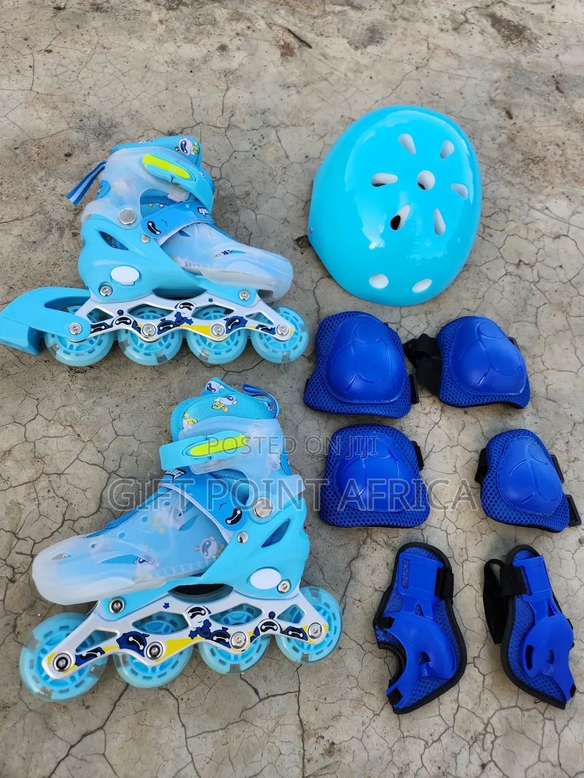 Blue Adjustable Set of Roller Skates for Kids