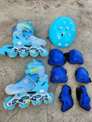 Blue Adjustable Set of Roller Skates for Kids