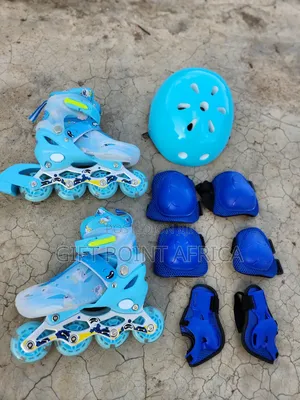 Blue Adjustable Set of Roller Skates for Kids