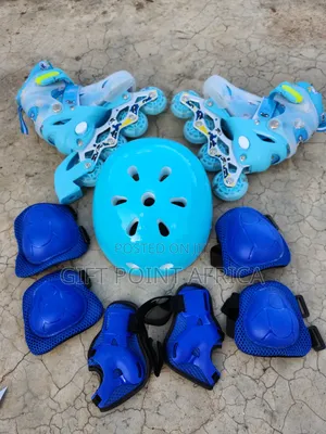 Adjustable a Set of Roller Skates With Protective Gears