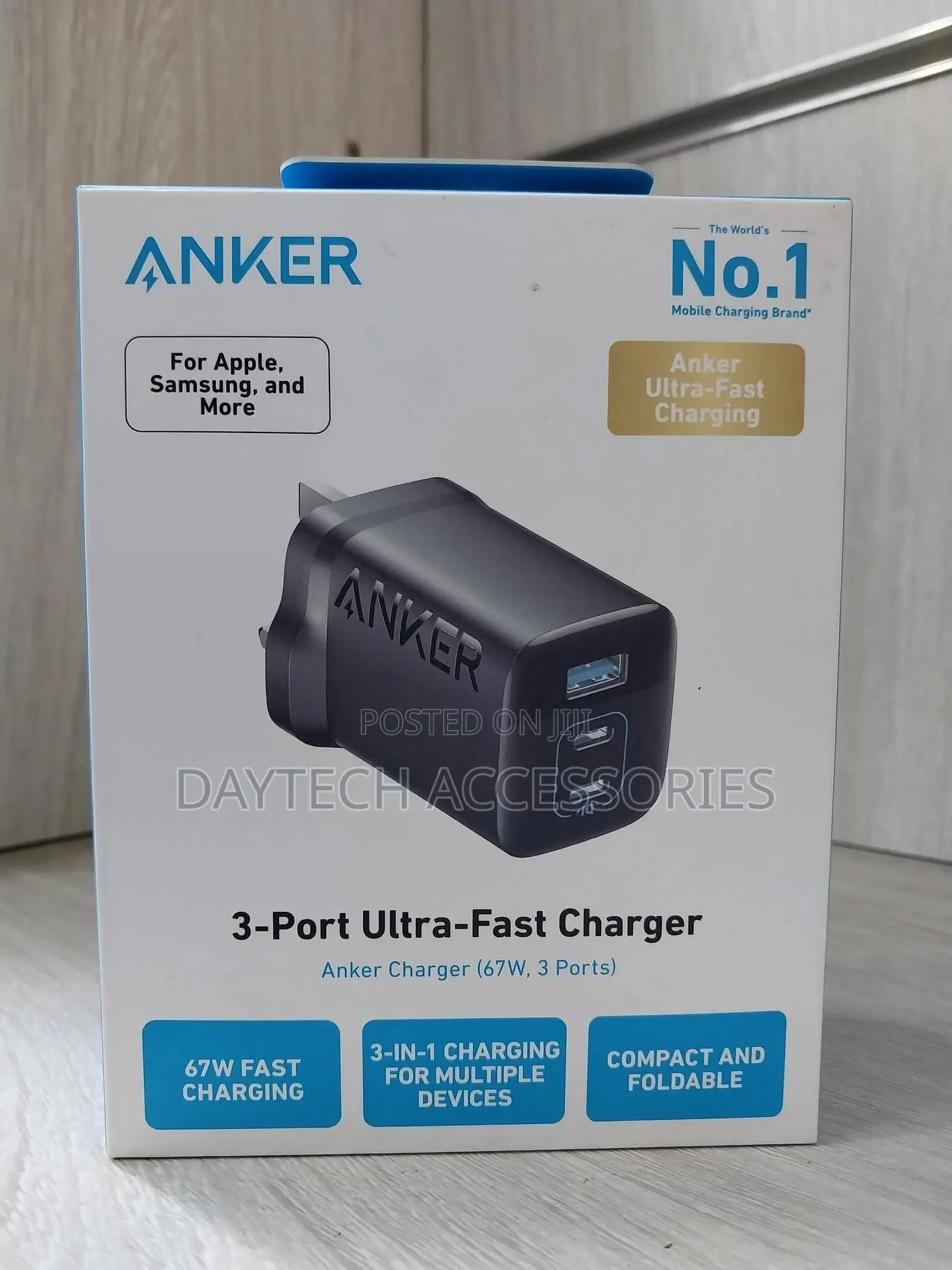 Anker 67w Usb C Charger 3 Port Compact Fast Charger - Black