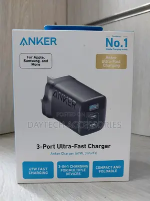 Anker 67w Usb C Charger 3 Port Compact Fast Charger - Black