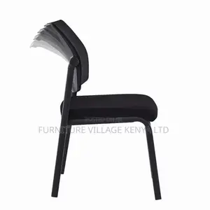 Office Chair:Armless Conference Chair Black Fabric Seat