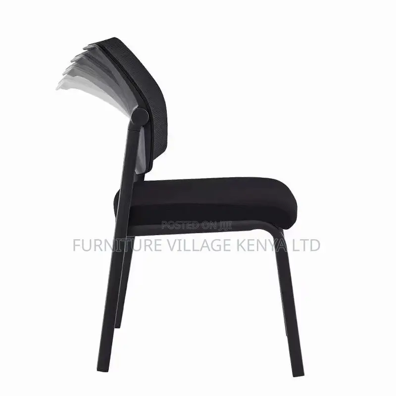 Office Chair:Armless Conference Chair Black Fabric Seat