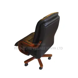 Office Chair: Plush Executive Chair With Wooden Arm Support