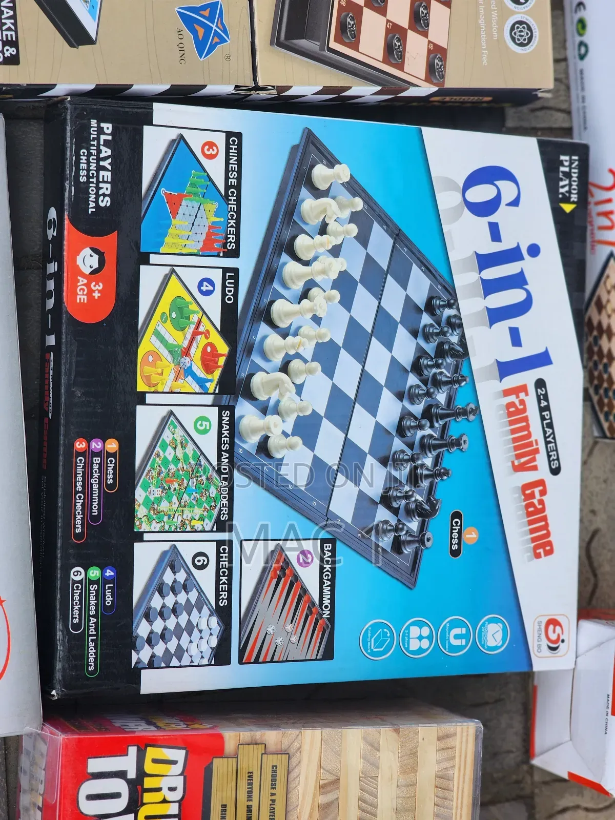 6 in 1 Combination Board Game Chess Ludo Checkers Etc