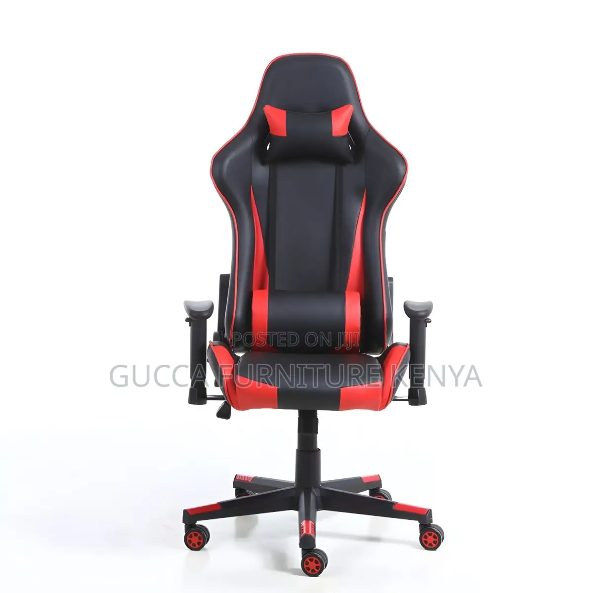 Office Chair: Headrest Upholstered Swivel Faux Leather Chair