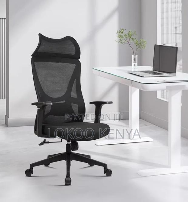 Office Chair: Black Fabric Adjustable Office Chair
