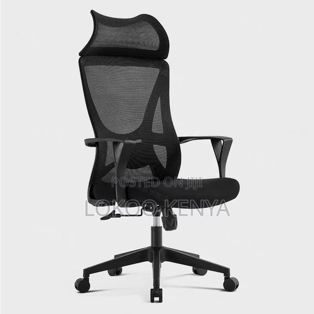 Office Chair: Black Fabric Adjustable Office Chair - thumbnail 5