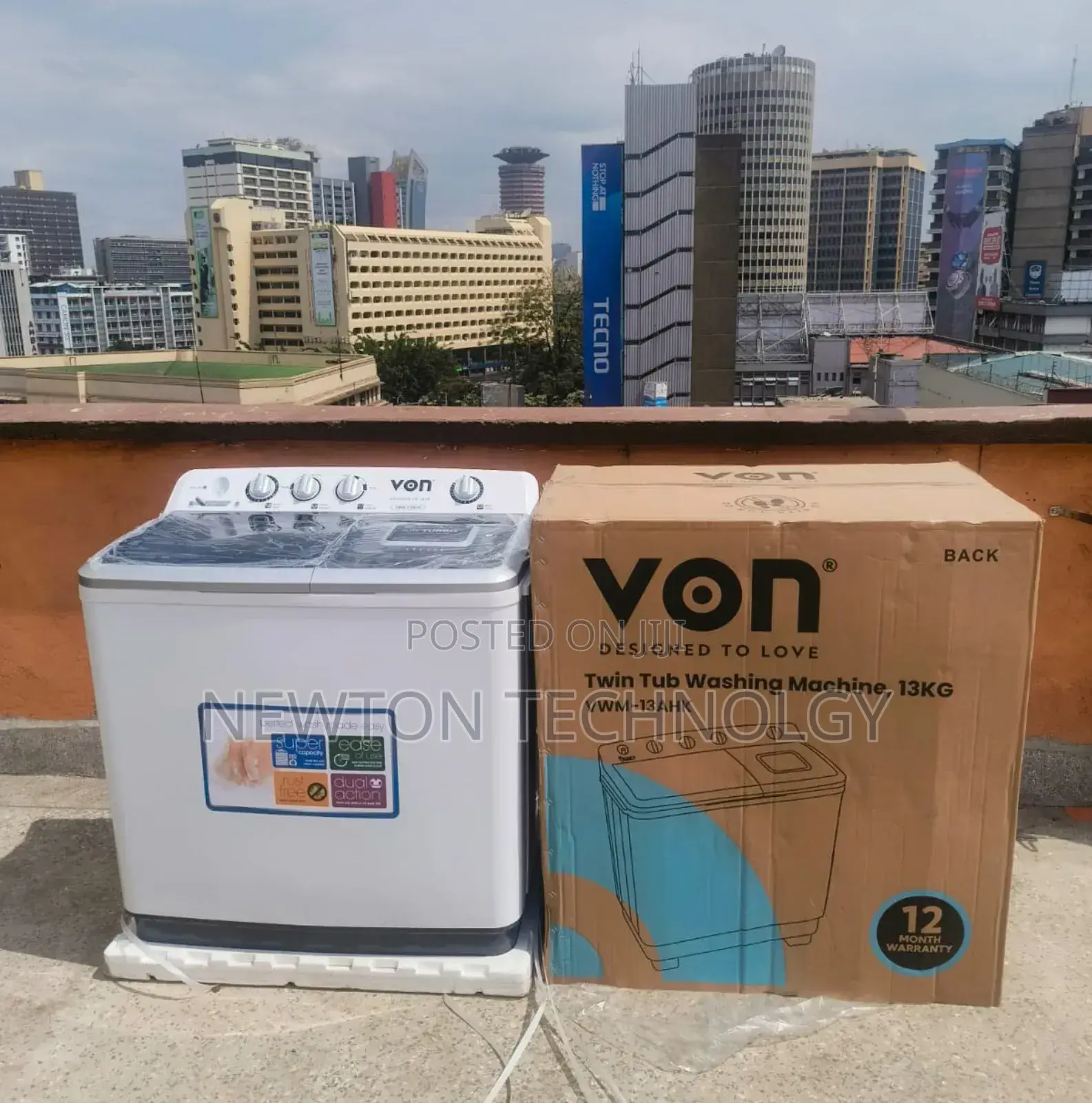 Von 13kgs Twin Tub Washing Machine -White