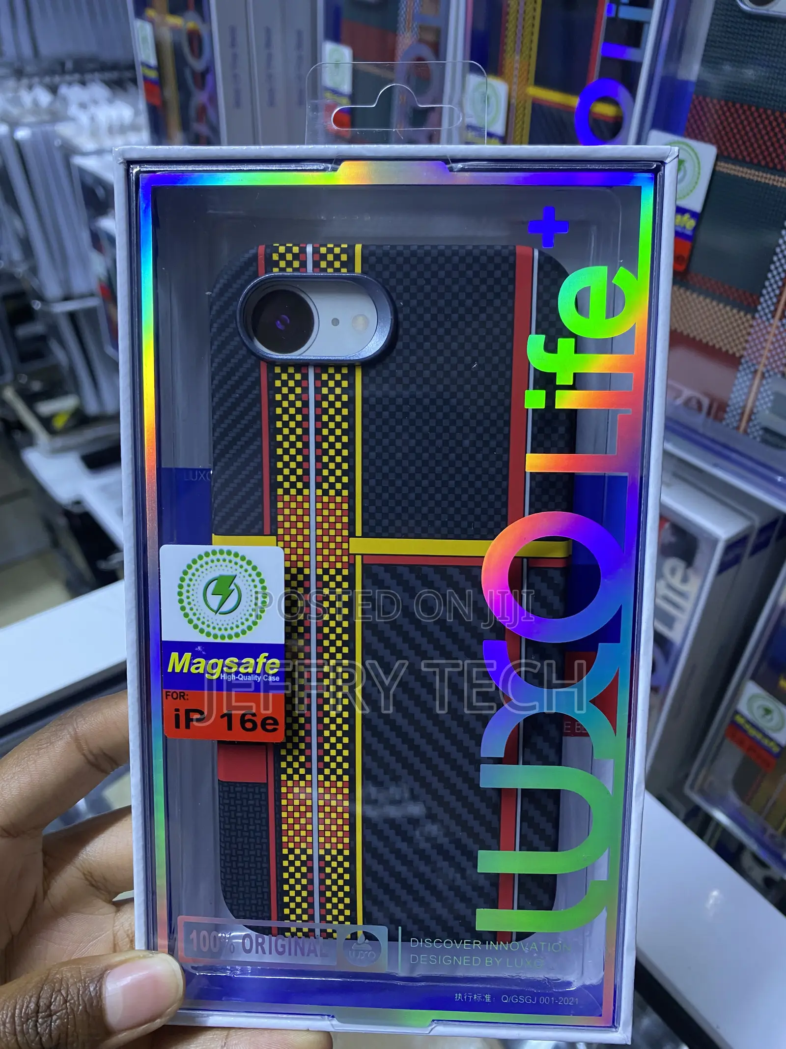 Ondesk iPhone 16e Tribal Carbon Fiber Multicolored Case