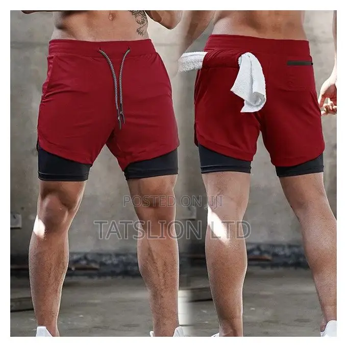 Men 2 in 1 Training Gym Shorts Fitness